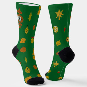 Calcetines Iconos Navideños Modernos de Mitad de Siglo Retro