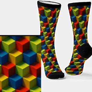 Calcetines Ilusión óptica de Cubos de efecto 3D