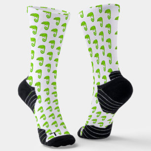 Calcetines Ilustración de camaleón verde lindo Reptil tropica