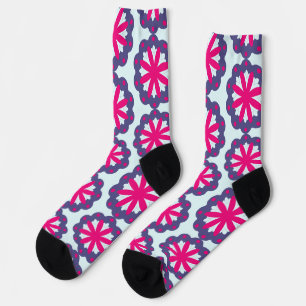 Calcetines Ilustracion de formas florales púrpura y rosa