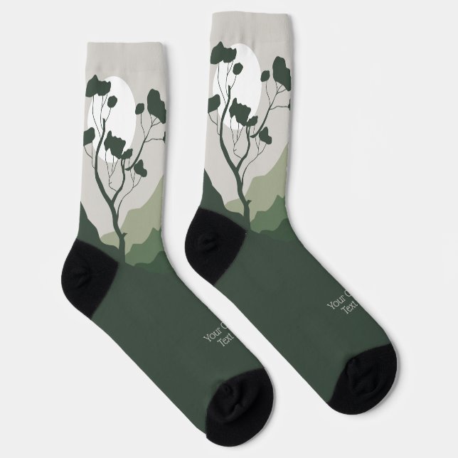 Calcetines Ilustracion de naturaleza de texto personalizado (Derecha)