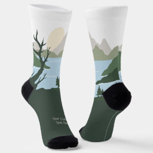 Calcetines Ilustracion de naturaleza de texto personalizado