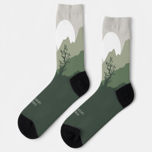 Calcetines Ilustracion de naturaleza de texto personalizado