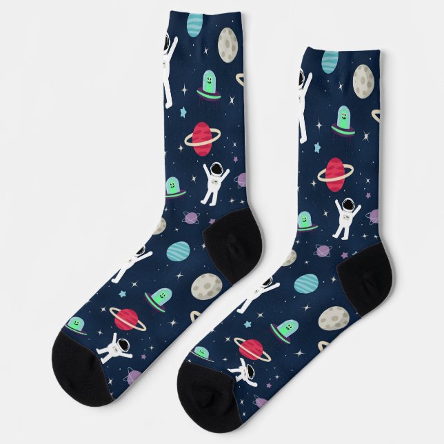 Calcetines Ilustración de patrón espacial (Izquierda)