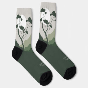 Calcetines Ilustración de texto personalizado de la naturalez