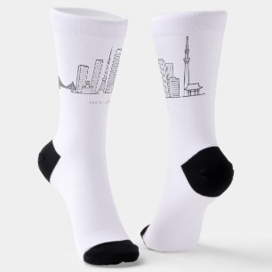 Calcetines Ilustración minimalista del horizonte de Tokio