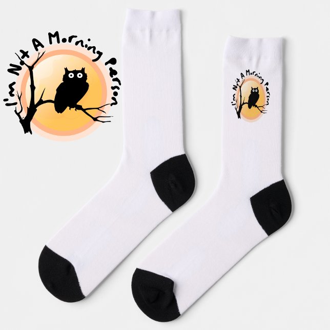 Calcetines I'm Not A Morning Person funny owl quote (Subido por el creador)
