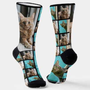 Calcetines Imágenes de Collage de fotos de gato Mascota perso