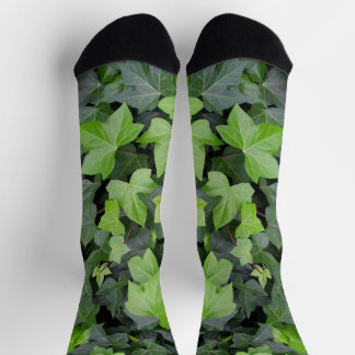 Calcetines Impresión botánica de marfil verde