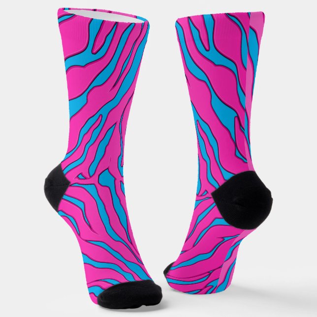 Calcetines Impresión De Animales De Tiros Turquesa Y Rosa (Angular)