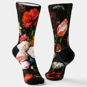 Calcetines Impresión de Arte Botánico Floral Oscuro Malhumora