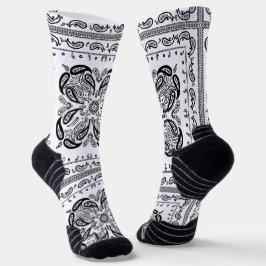 Calcetines Impresión de bandana de paisley blanca