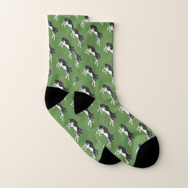 Calcetines Impresión de caballos de pintura en blanco y negro (Par)