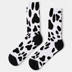 Calcetines Impresión de hojas de gato en blanco y negro