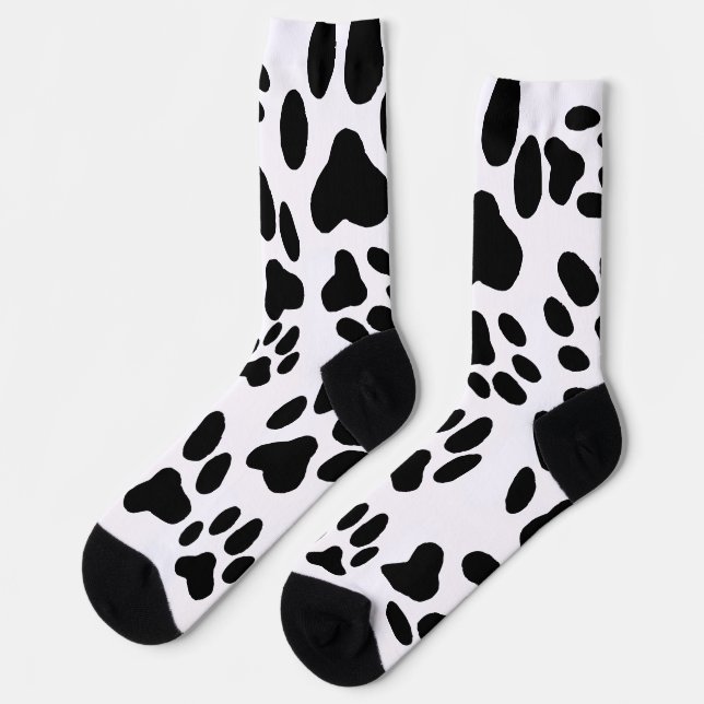 Calcetines Impresión de hojas de gato en blanco y negro (Izquierda)