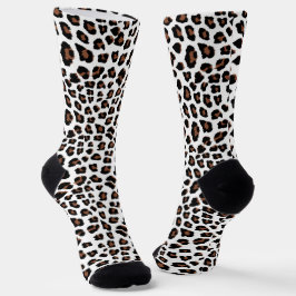 Calcetines Impresión de leopardo blanco