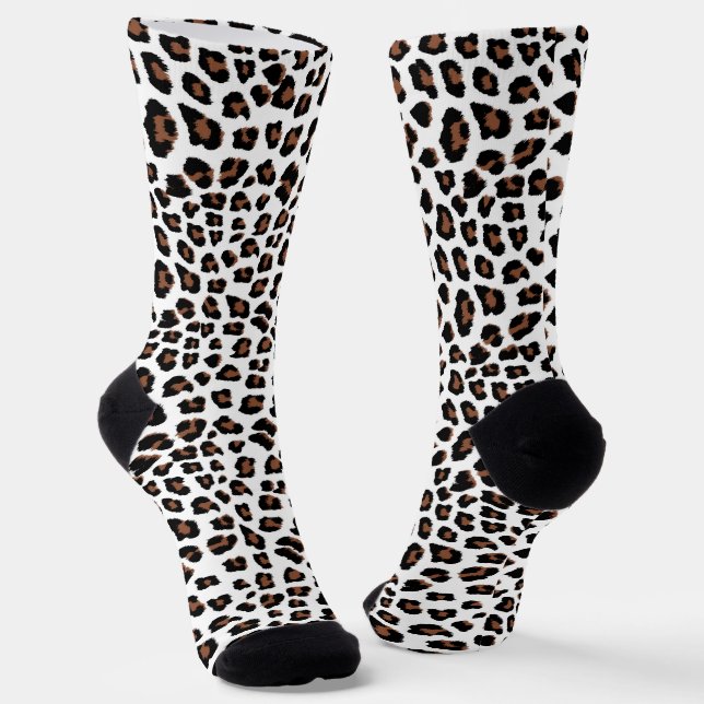 Calcetines Impresión de leopardo blanco (Angular)