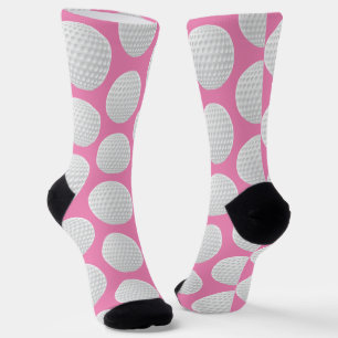 Calcetines Impresión de pelota de golf rosa y blanca bonita