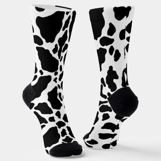 Calcetines Impresión de vaca en blanco y negro (Angular)