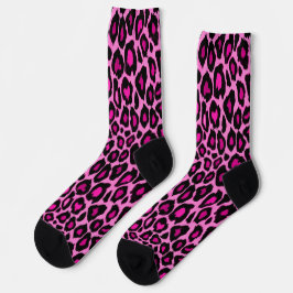 Calcetines Impresión divertida de leopardo rosa y negro