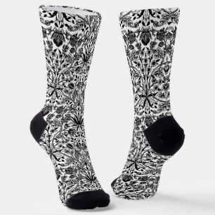 Calcetines Impresión hipoacínica de Art Nouveau, negro, blanc