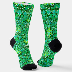 Calcetines Impresión hipoacínica de Art Nouveau, verde esmera