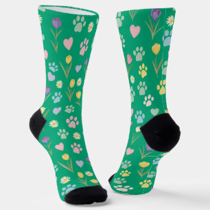 Calcetines Impresión paw pastel y zócalos florales cardíacos