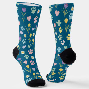 Calcetines Impresión paw pastel y zócalos florales cardíacos