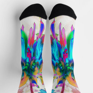 Calcetines Impresionante acuarela Cactus Arcoiris Dahlia