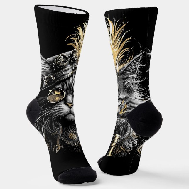 Calcetines Impresionante gato steampunk  (Angular)