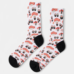 Calcetines Impresionante patrón de suhi con expresiones kawai