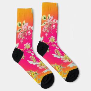 Calcetines Impresionantes flores de arcoíris para mujeres