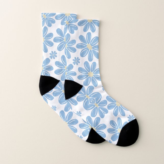 Calcetines Impresos con Patrón Floral Azul (Par)