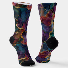Calcetines Increíble Mármol Magenta Azul y venas de oro