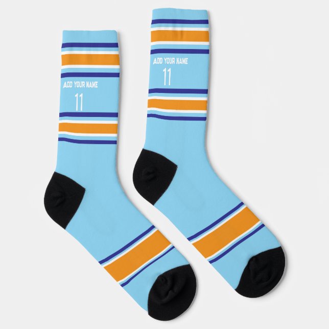 Calcetines Indego and blue & orange - Name Number Socks (Derecha)