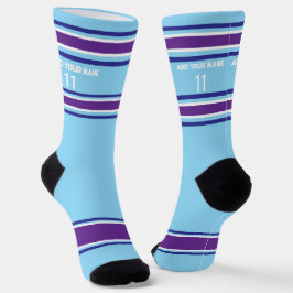 Calcetines Indego and purple Sport Jersey - Name Number Socks