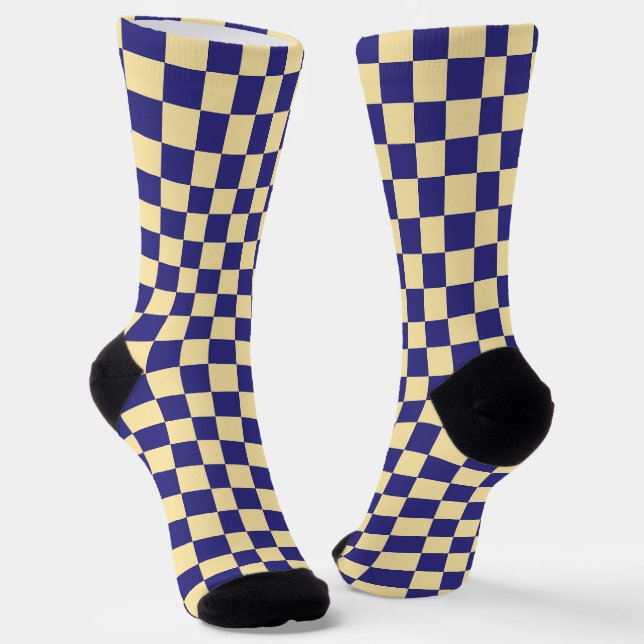 Calcetines Indigo and butter checkerboard pattern (Angular)