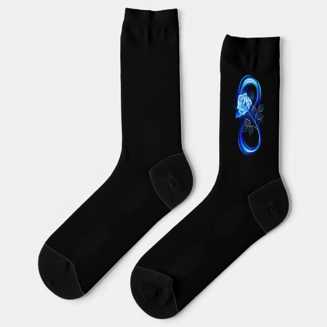Calcetines Infinito brillante con rosa azul (Izquierda)