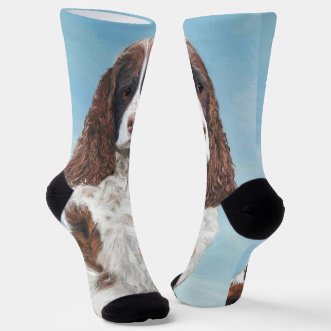 Calcetines Inglés Springer Spaniel Pintura Original Perro Art (Angular)