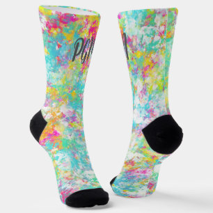 Calcetines Iniciales coloridas Moda de pintura acuarela moder
