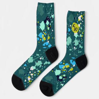 Calcetines Iniciales de la bandeja de pintura de color verde