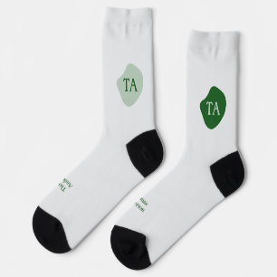 Calcetines Iniciales y nombre en verde sobre burbuja verde
