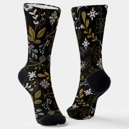 Calcetines Intricate floral pattern with gold and white 