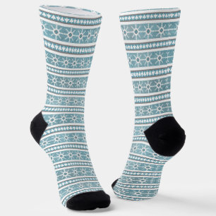 Calcetines Invierno del Suroeste Snowflakes Pines Fun Striped
