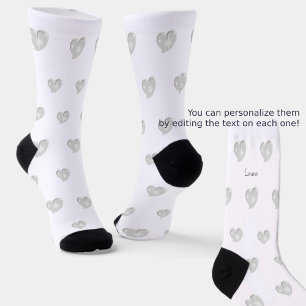 Calcetines Invierno en amor - Corazones de Plata - Texto Edit
