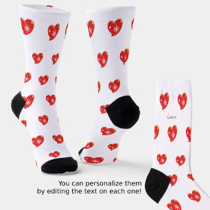 Calcetines Invierno enamorado - Corazones rojos - Texto edita