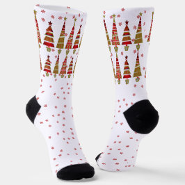 Calcetines Invierno Rojo Copos de Nieve Decoración De Árbol D