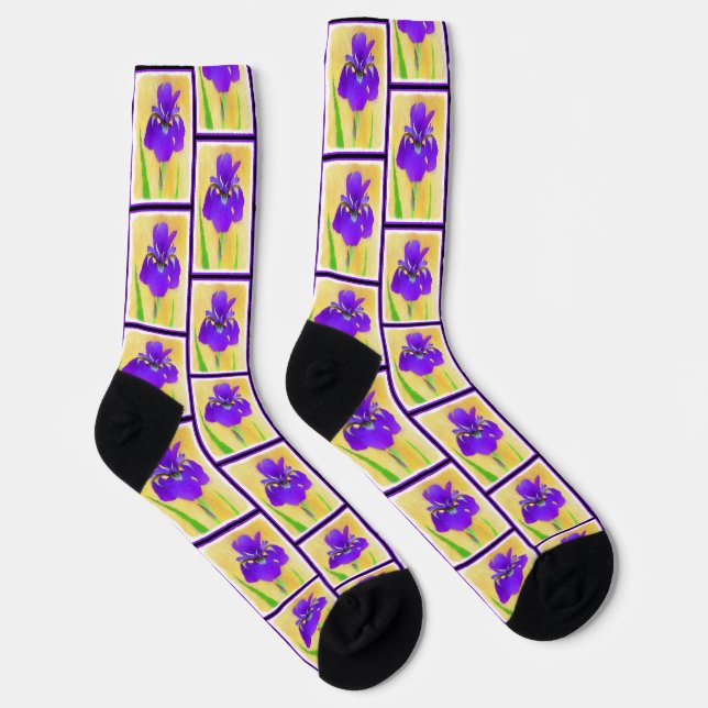 Calcetines Iris De Púrpura Pintado De Flor Original (Derecha)
