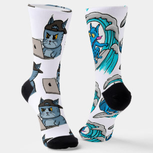 Calcetines IT Cat and Surfer Dog