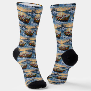 Calcetines Jack Russell Terrier Navidad Barco Fiesta